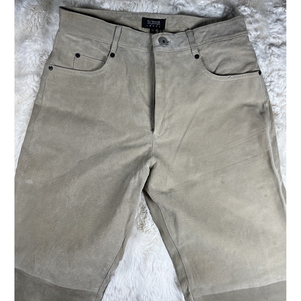 For Joseph Suede NEW Womens Genuine Leather Pants Size 12 Tan Beige LStraightA6